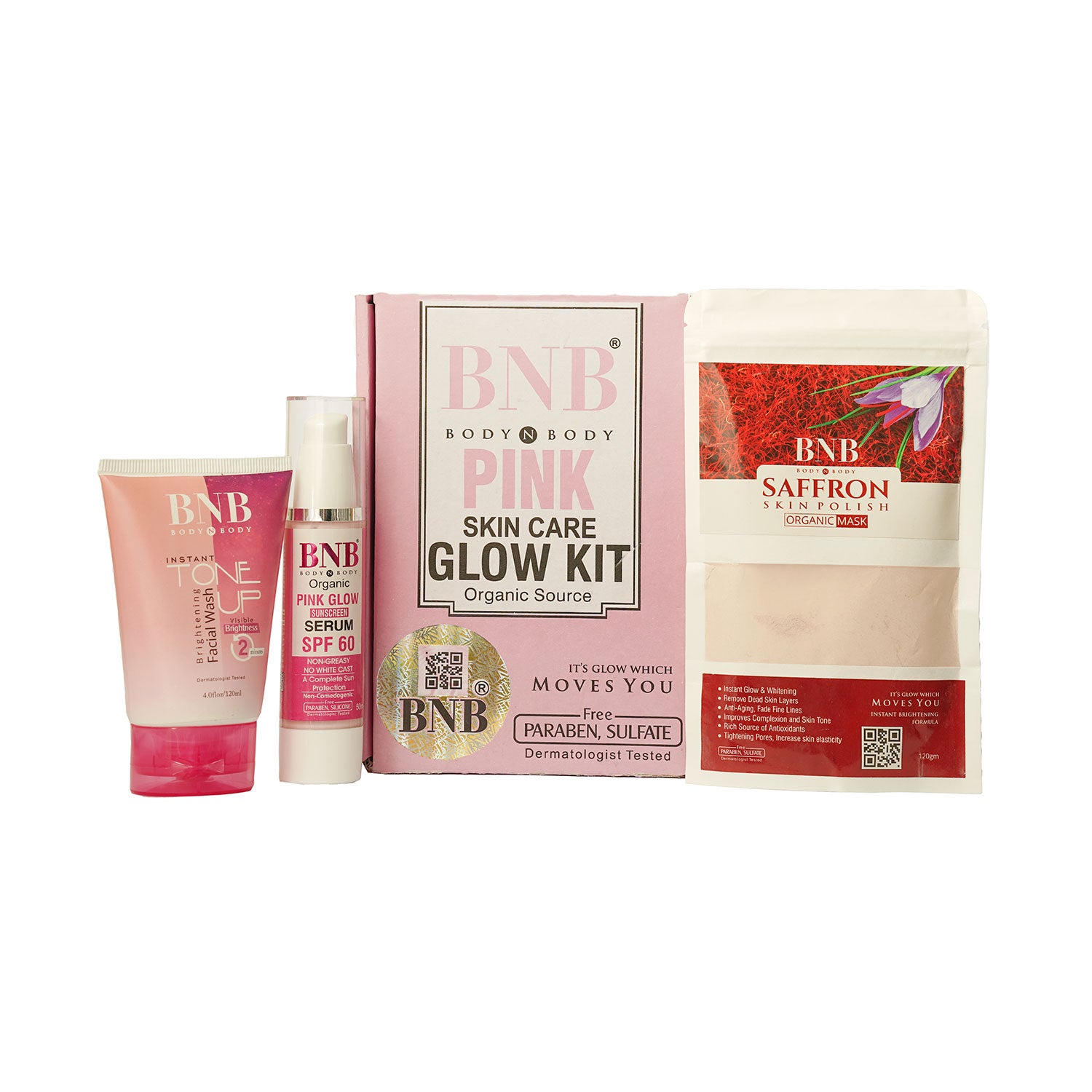 Pink Glow Kit ( Toneup Facewash + Saffron Mask + Pink Glow Sunscreen Spf 60 )